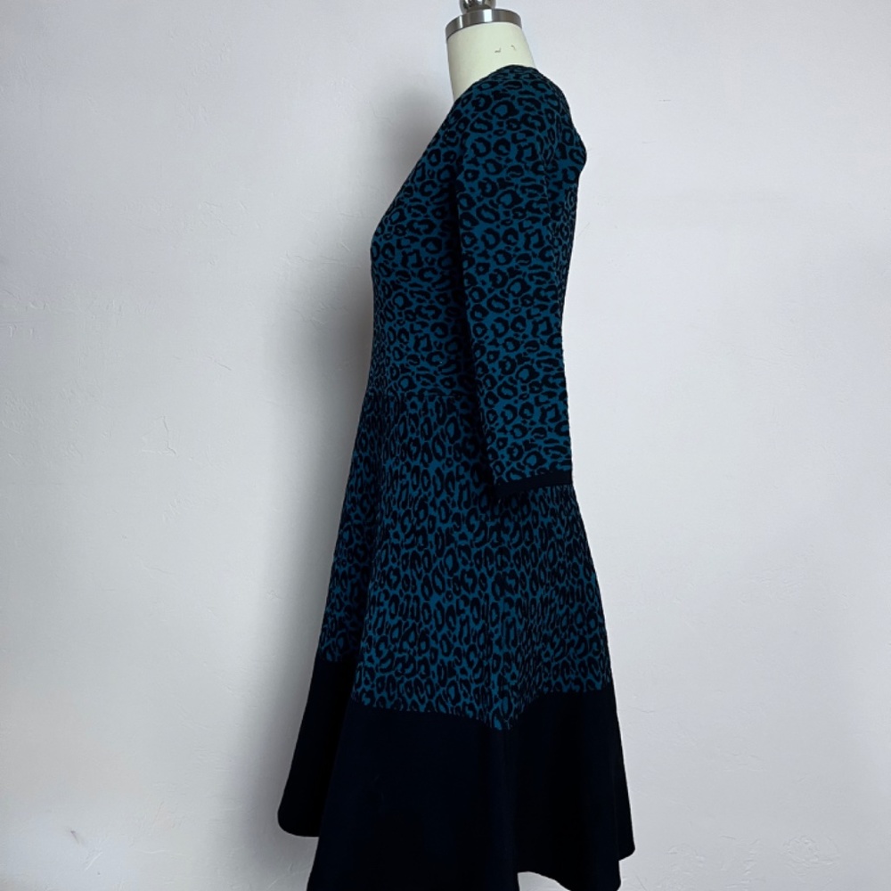 Taylor Dresses sweater knit fit n' flare dress teal and black - Picture 8 of 11